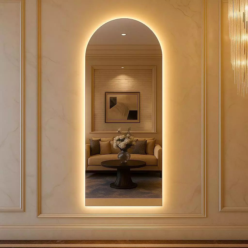 Espelho Pinterest Oval Base Reta com LED 150 cm / 170 cm – Liquidação