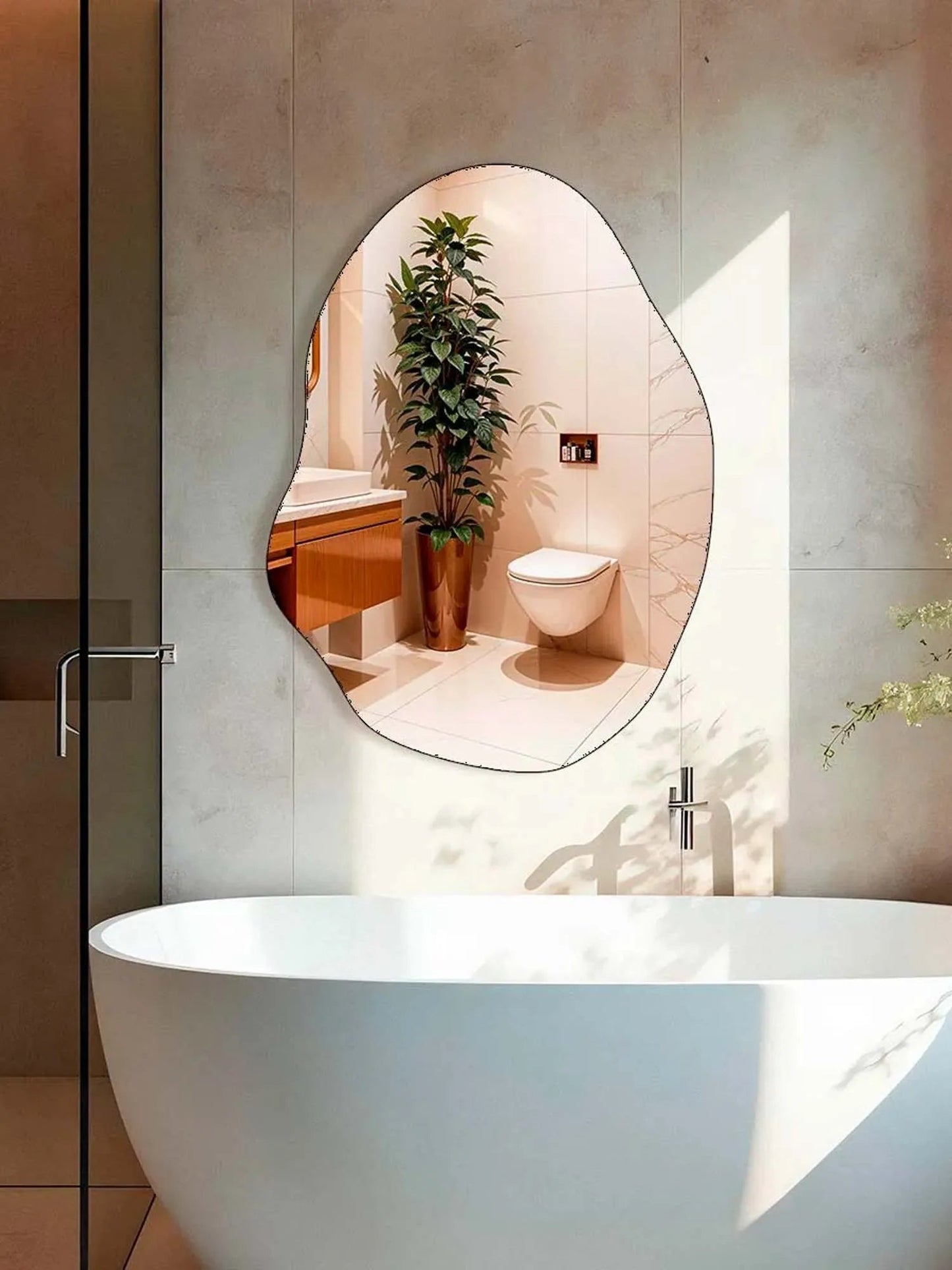 Espelho Decorativo Orgânico Grande em Couro – Rubi – Liquidação  Nosso Produto